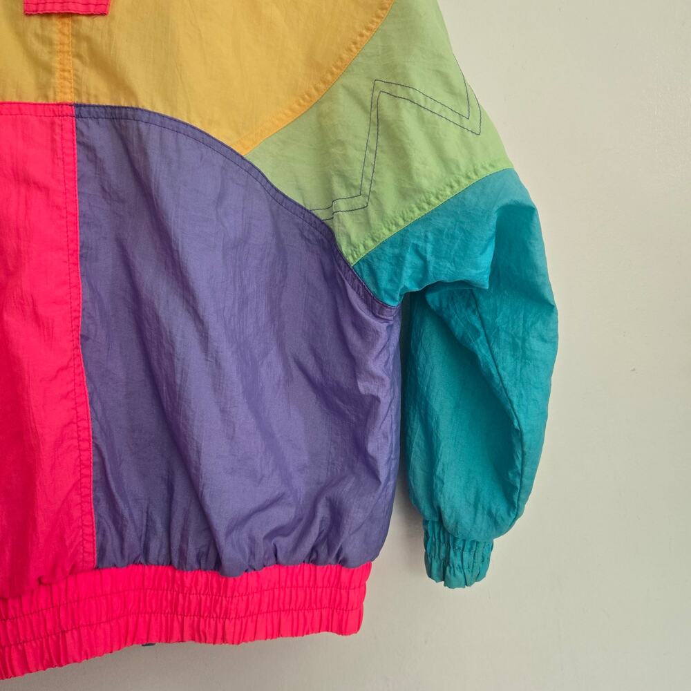Vintage 80s Kids London Fog Windbreaker Jacket Neon Colorblock Nostalgia Large - Picture 7 of 12